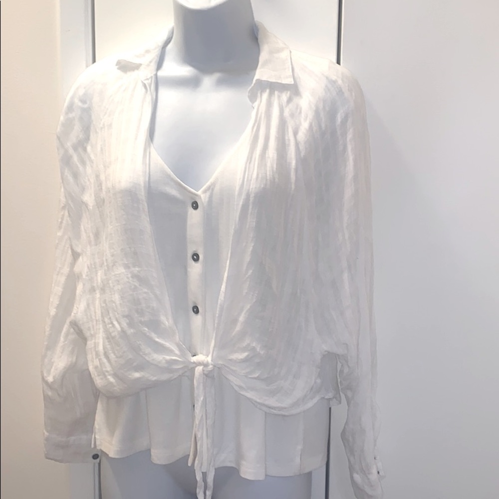 BDG tie shirt in white s small rayon layer piece